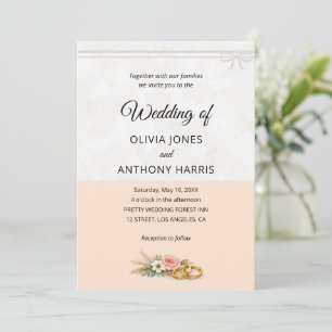 Elegant Blush Pink Rustic Floral Romantic Wedding Invitation