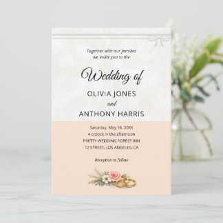 Elegant Blush Pink Rustic Floral Romantic Wedding  Invitation