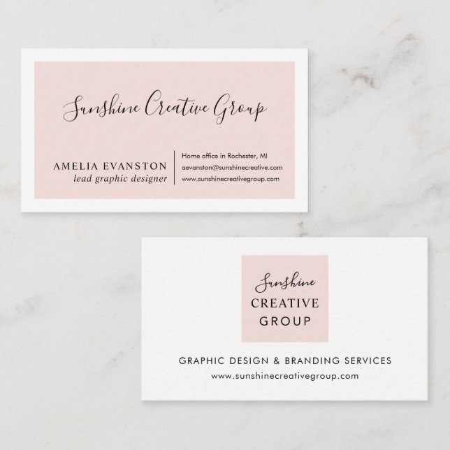 Elegant Blush Pink Script Professional Business Card (Front/Back)