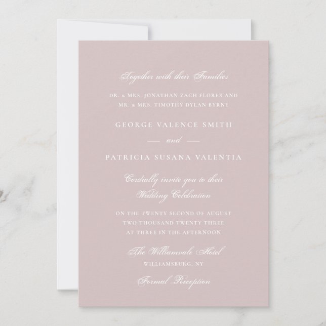 Elegant Blush Pink Script Wedding Invitation (Front)