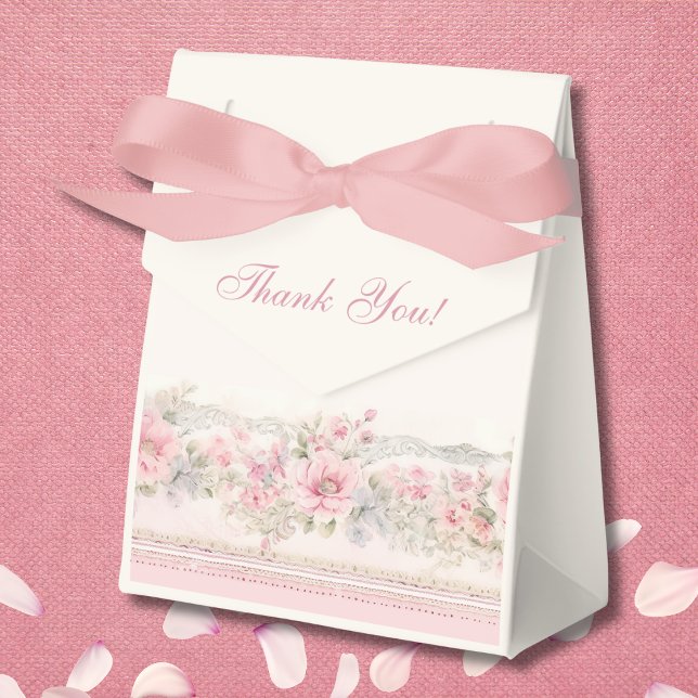 Elegant Blush Pink Shabby Chic Floral Baby Shower Favour Box (Creator Uploaded)