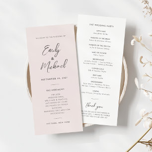 Elegant Blush Pink Simple Wedding Program Invitation