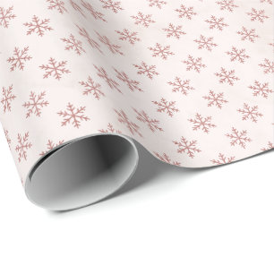 Elegant blush Pink Snowflake   Christmas Holiday Wrapping Paper