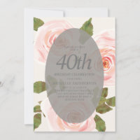 Elegant Blush Pink Springtime Floral 40th Birthday