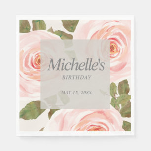 Elegant Blush Pink Springtime Floral Birthday Napkin
