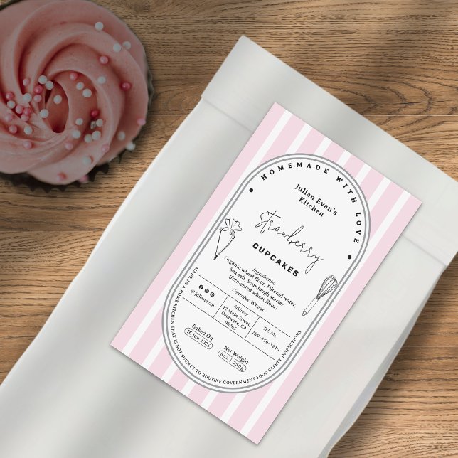 Elegant Blush Pink Stripe Bakery Cottage Law Label (Elegant Blush Pink Stripe Bakery Cottage Law Label )