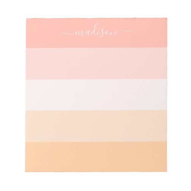 Elegant blush pink striped name notepad (Front)