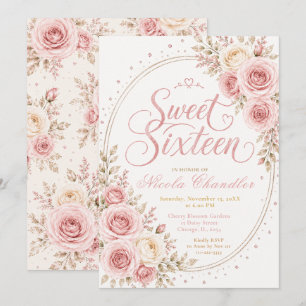 Elegant Blush Pink Sweet 16 Invitation