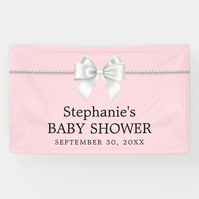 Elegant Blush Pink Tiffany Theme Baby Shower Banner (Horizontal)