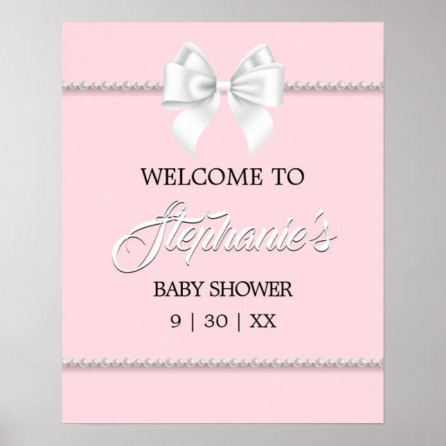 Elegant Blush Pink Tiffany Theme Baby Shower Sign (Front)
