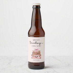 Elegant Blush Pink Travel Adventure Bridal Shower Beer Bottle Label