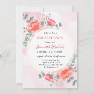 Elegant blush pink watercolor bridal shower invitation