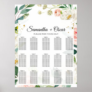 Elegant Blush Pink Watercolor Floral Frame Poster