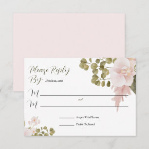 Elegant Blush Pink Watercolor Floral RSVP Card