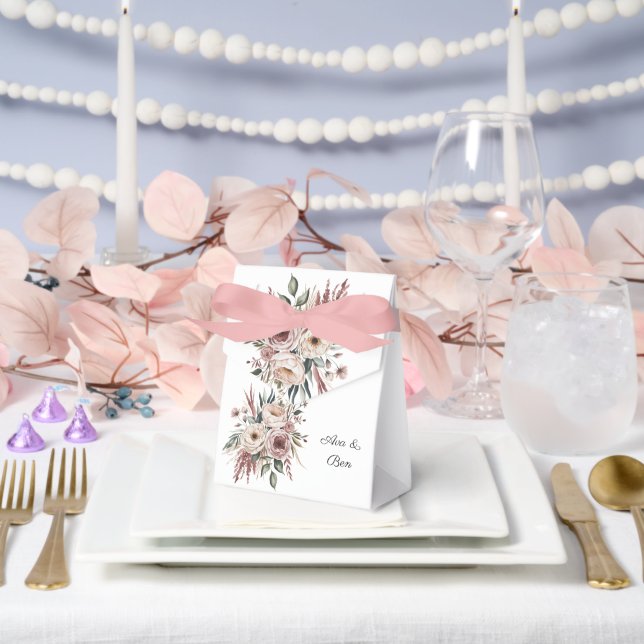 Elegant Blush Pink Watercolor Floral Wedding Favour Box (Wedding)