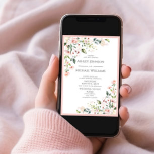 Elegant Blush Pink Watercolor Floral Wedding Invitation