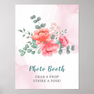 Elegant blush pink watercolor photo booth poster