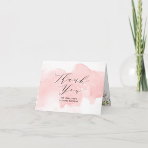 Elegant Blush Pink Watercolor Thank You Folded Card