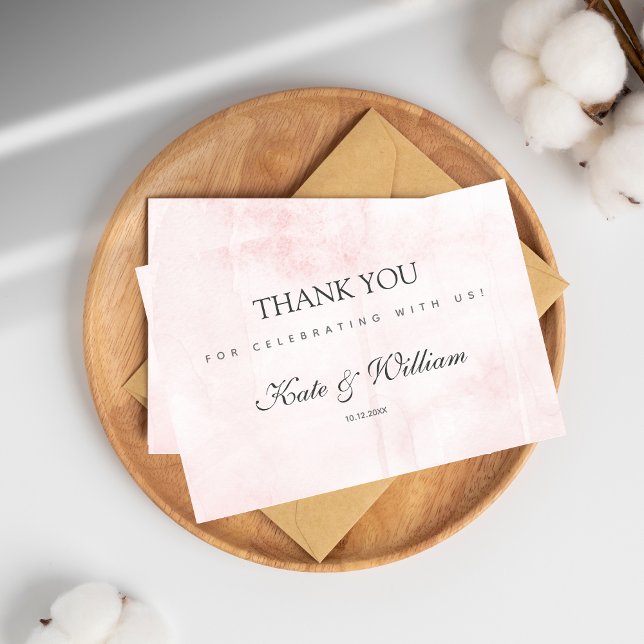 Elegant Blush Pink Watercolor - Wedding Thank You Card (Creator Uploaded)