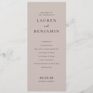 Elegant Blush Pink Wedding Ceremony Programme
