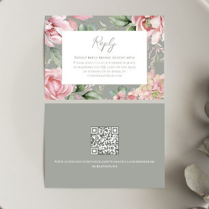 Elegant Blush Pink Wedding Floral RSVP Card