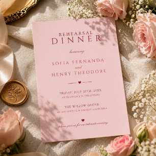 Elegant Blush Pink Wedding Rehearsal Dinner Invitation