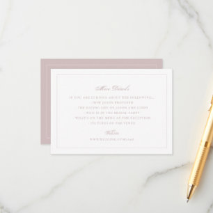 Elegant Blush Pink Wedding Website Details Enclosure Card
