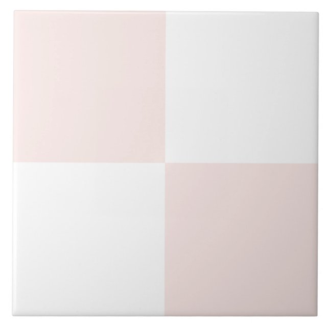 Elegant Blush Pink White Chequered Ceramic Tile (Front)