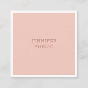 Elegant Blush Pink White Modern Simple Template Square Business Card