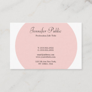 Elegant Blush Pink White Simple Professional Business Card