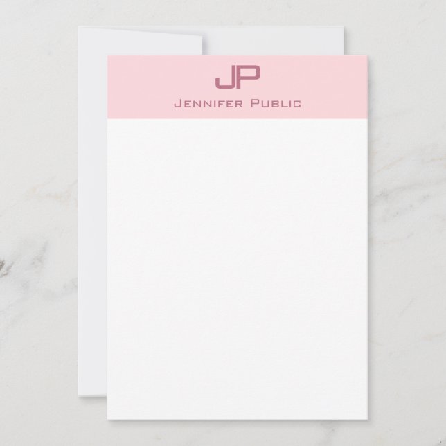 Elegant Blush Pink White Simple Template Monogram (Front)