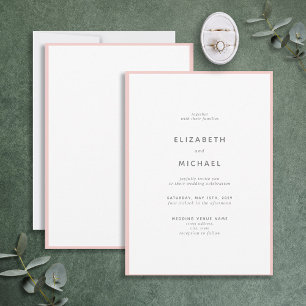 Elegant Blush Pink & White Typography Wedding Invitation