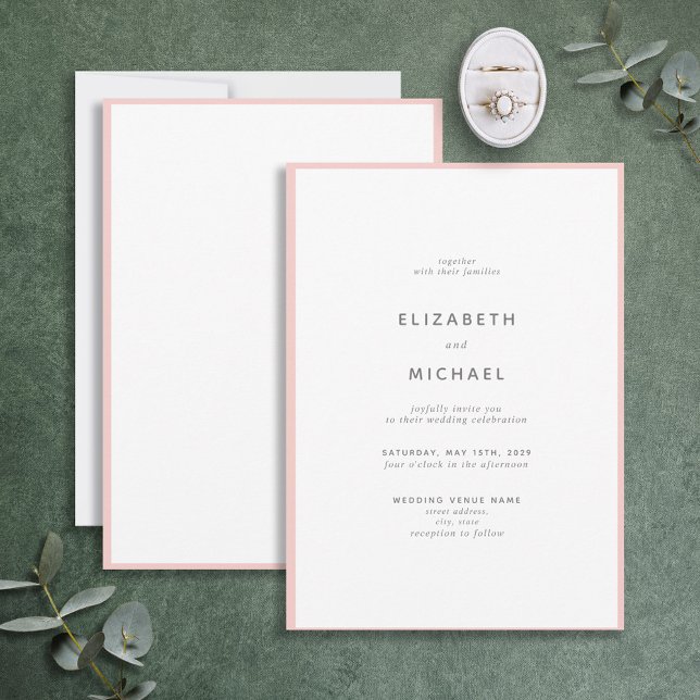 Elegant Blush Pink & White Typography Wedding Invitation (Creator Uploaded)