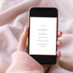 Elegant Blush Pink & White Typography Wedding Invitation