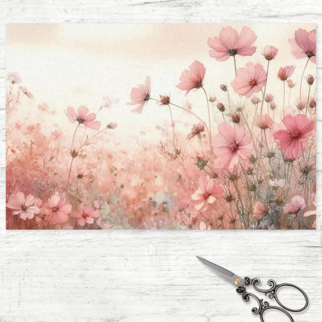 Elegant Blush Pink Wildflower Decoupage Tissue Paper (Creator Uploaded)
