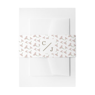 Elegant Blush Pink Wildflower Pattern Monogram Invitation Belly Band