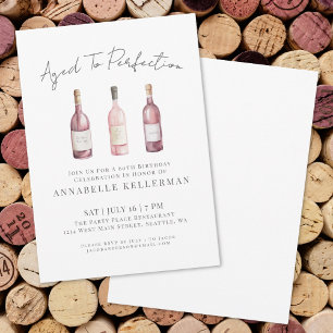 Elegant Blush Pink Wine Birthday Party Invitation