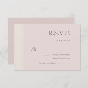 Elegant Blush Pink Wood Grain Stripes Wedding RSVP Invitation
