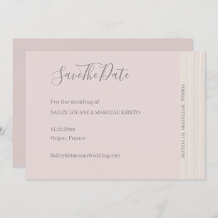 Elegant Blush Pink WoodGrain Save The Date Wedding Invitation