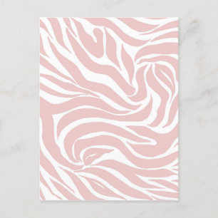 Elegant Blush Pink Zebra White Animal Print Holiday Postcard