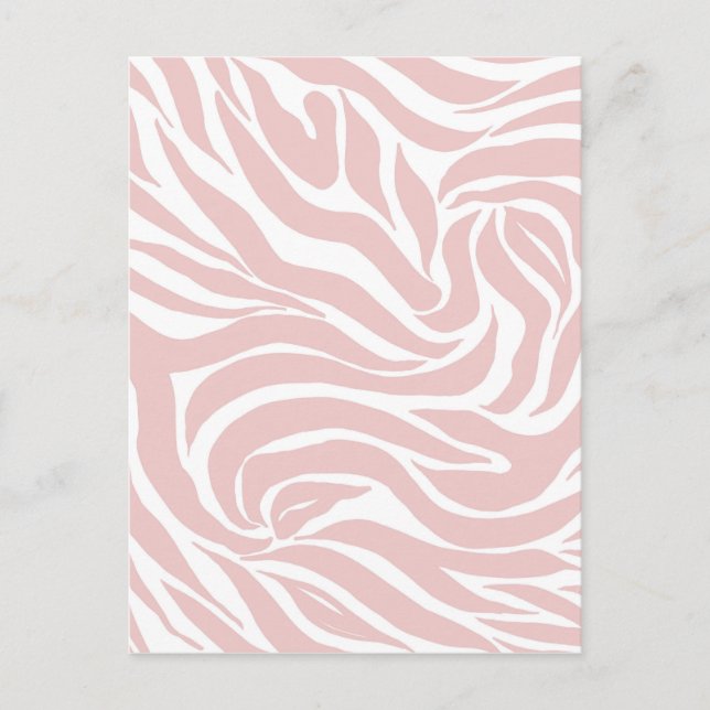 Elegant Blush Pink Zebra White Animal Print Holiday Postcard (Front)