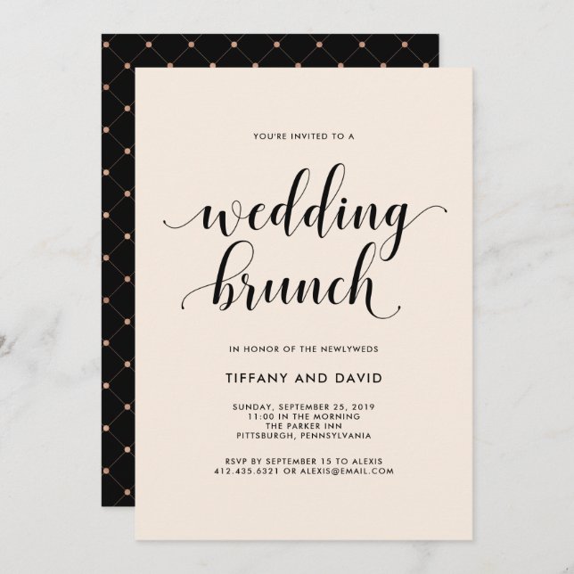 Elegant Blush Post Wedding Brunch Invitation (Front/Back)