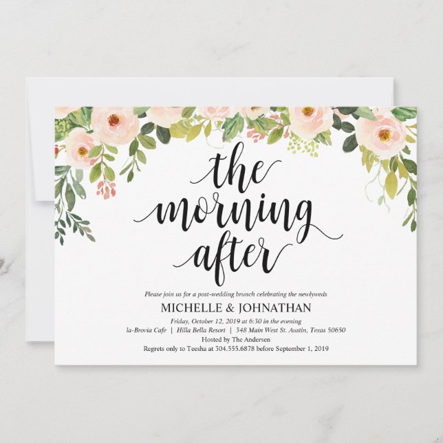 Elegant Blush Post Wedding Brunch Invitation Card (Front)