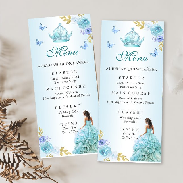 Elegant Blush Purple Floral Quinceañera Birthday Menu (Creator Uploaded)