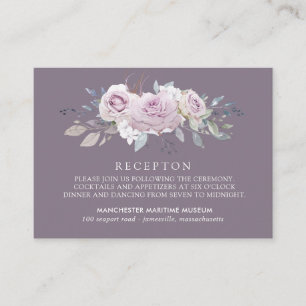 Elegant Blush Purple Floral Wedding Reception Enclosure Card