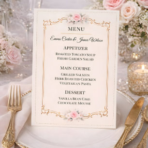 Elegant Blush Rococo Wedding Menu