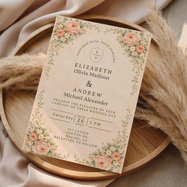 Elegant Blush Rose Arch Wedding Invitation (Creator Uploaded)