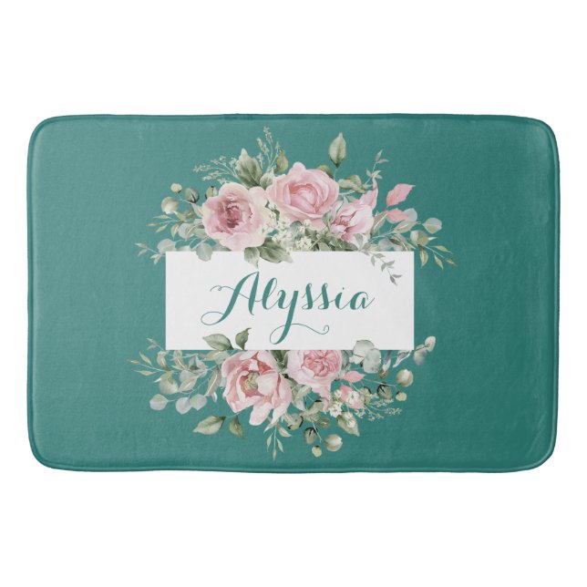 Elegant Blush Rose Bath Mat (Front)