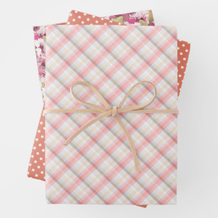 Elegant Blush Rose Coral Pink Watercolor Floral Wrapping Paper Sheet