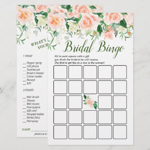Elegant Blush Rose Double-Sided Bridal Shower Game